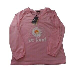 NWT Cozy Be Kind Women's Small Pink Shirt Long Sleeved Daisy Blouse Ladies